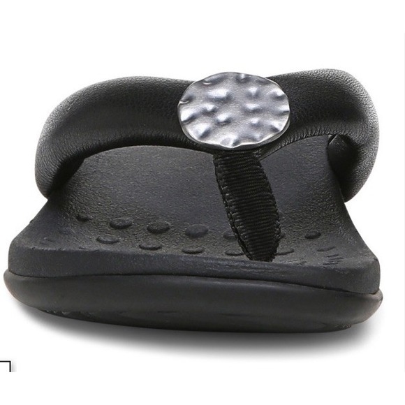 Vionic Lida‎ Thong Post Sandal Arch Support Womens 6 Medium Black New - Picture 2 of 9